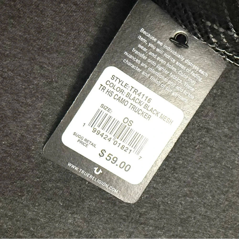 True Religion Black and Camouflage Cap
